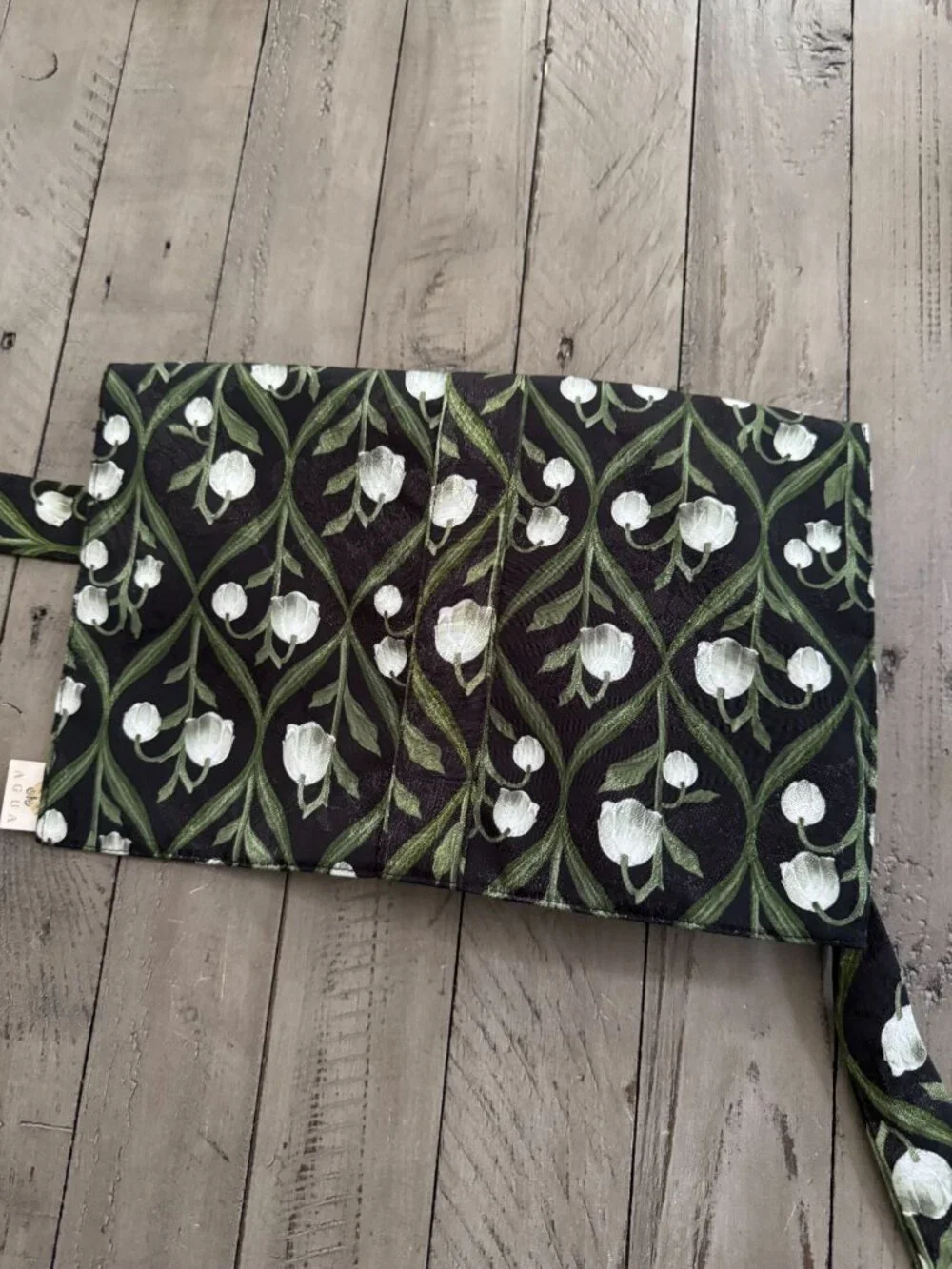 Agua by Agua Bendita Lily of the Valley Pouch Green Black Floral